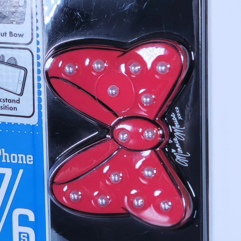 Disney Parks D-Tech Minnie Mouse Bow iPhone 7 6s 6 Plus Case Kickstand Black Red
